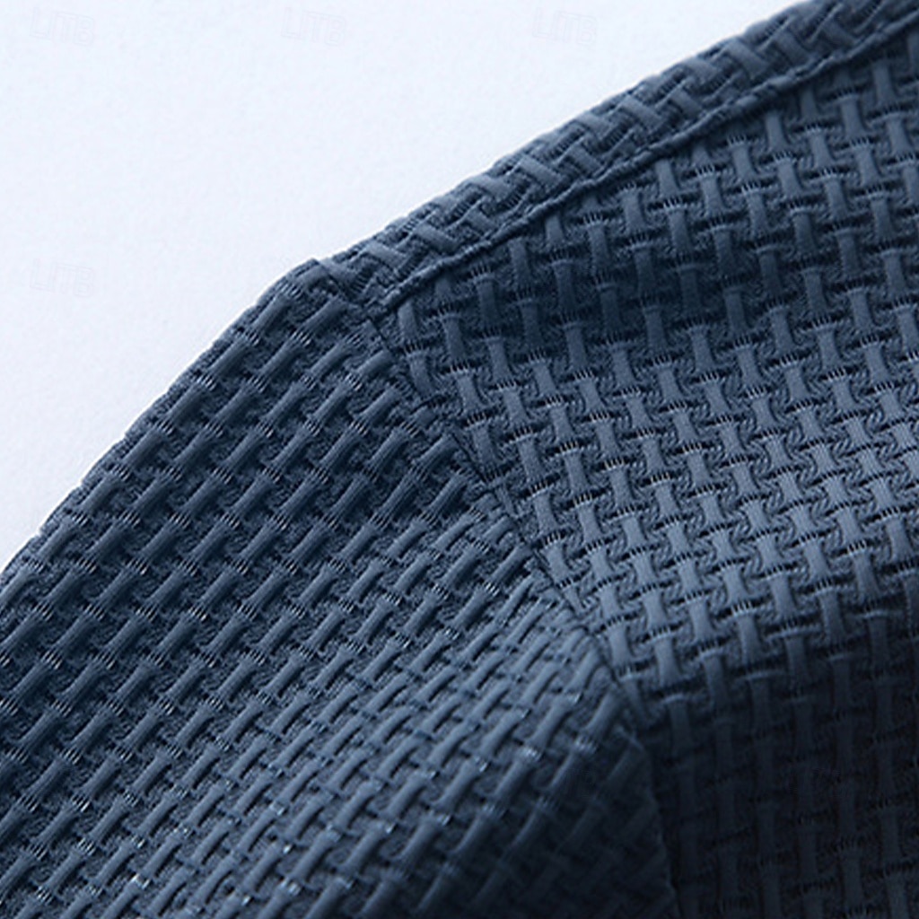 Hombre Polo Polo de seda helada seersucker Casual Negocio Cuello polo acanalado Manga Corta Moda Básico Color sólido Con Texturas Botones Verano Primavera & Otoño Ajuste regular Azul Piscina Negro 2026 - $21.99 –P6