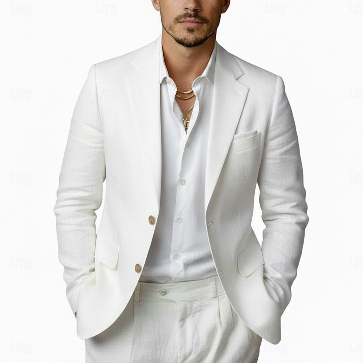 Blazer léger pour homme – veste d'été décontractée à coupe ajustée, col cranté simple boutonnage, vert clair de 2026 ? $65.99 –P8