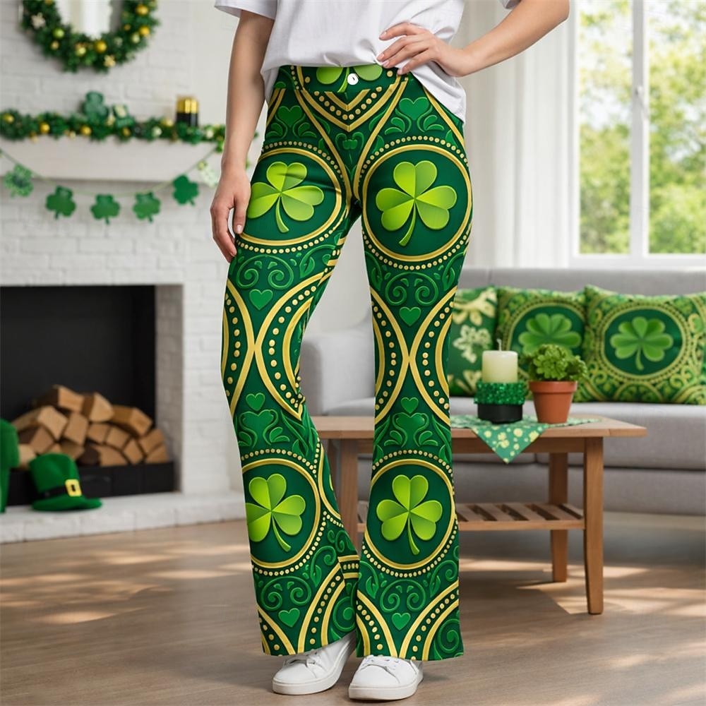 Pyhä Patrick 2026 Retro / vintage 1970 luku Housut Bell Bottom Housut Hippi Disko Korkea vyötärö Naamiaispuku Naisten Pyhän Patrickin päivä Juhla Festivaali Aikuisten Housut 2026 - $35.99 –P1