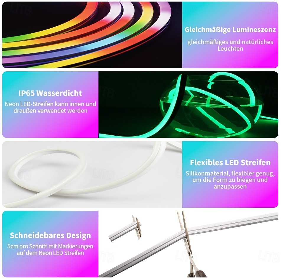 Lumières néon LED RGB+IC, lumières LED avec télécommande &Contrôle via application, étanche IP65, compatible avec une utilisation extérieure, synchronisation musicale, design personnalisable, ruban de 2026 ? $64.99 –P1