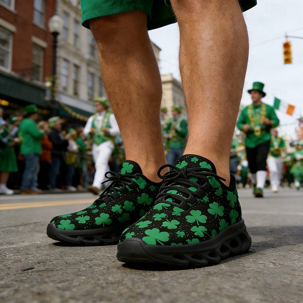 Baskets pour hommes pour la Saint-Patrick – imprimé trèfle vert, style sportif et confortable pour les défilés, les fêtes et les festivités de 2026 ? $42.99 –P2