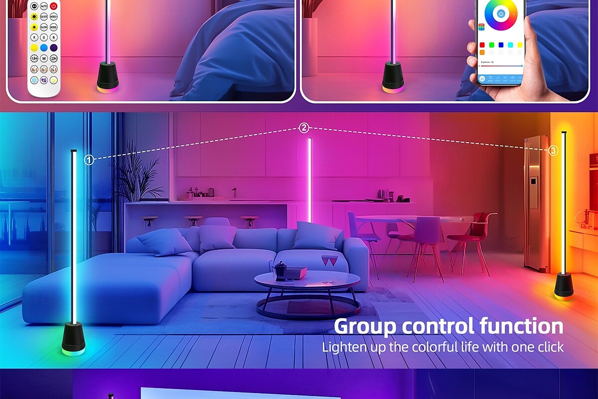 Cylindrical RGBIC Floor Lamp, Bluetooth APP Control LED Corner Light, Music Sync Color Changing Standing Lamp with Timer, 16 Million Colors for Bedroom Living Room Gaming Room Party Decor 2026 - $39.99 –P11