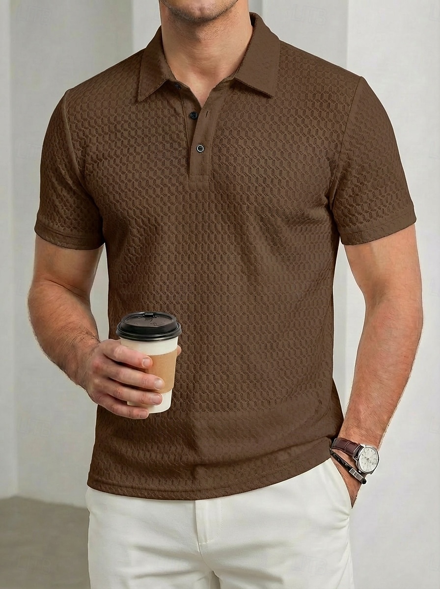 Per uomo Polo a maglia intrecciata Polo da Golf Casuale Affari Bavero Colletto Polo a Coste Manica Corta Essenziale Moderno Blocco di colori Testurizzato Jacquard Bottoni Primavera Primavera & Estate del 2026 a $20.99 –P4