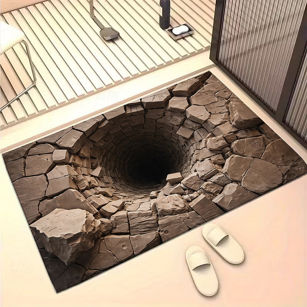 Трехмерный коврик с оптической иллюзией, глубоким отверстием и эффектом потрескавшегося камня, двухмерная плоская печать для эффектного украшения прихожей. 2026 - $17.99 –P2