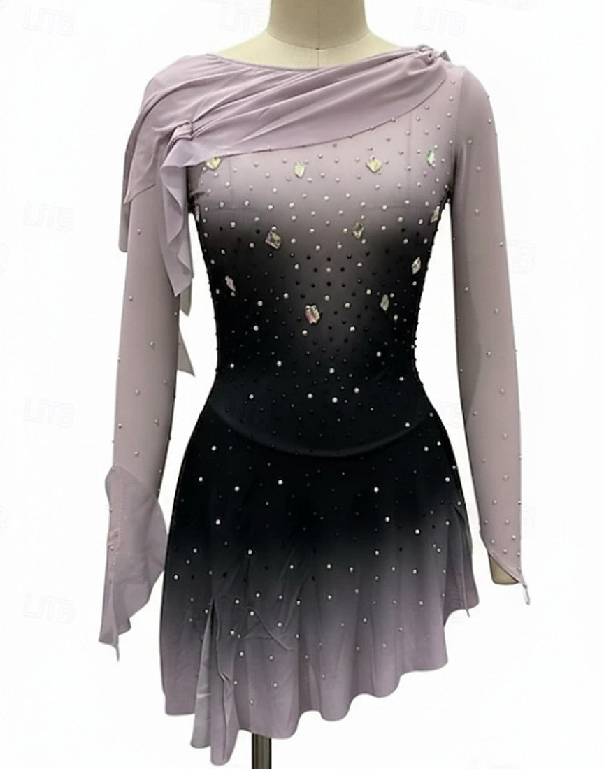 Sukienka łyżwiarska Damskie Dla dziewczynek Bruslení Sukienka Brudny róż Niejednolita całość Otwórz Wróć Siateczka Wysoka elastyczność Szkolenie Zawody Odzież łyżwiarska Klasyczny Kryształ / Kryszta 2026 - $204.59 –P1