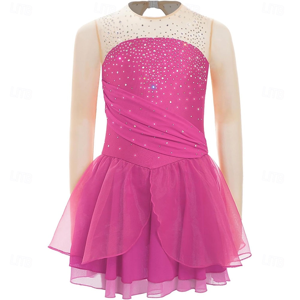 pink ruffle figure skating dress IceDress - Thermal A Garden of Elegance in Every Glide Step onto the ice in a blooming masterpiece of softness and flow Sharene Designs Light Pink Figure