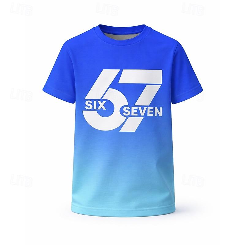 Unisex Boys' 3D Graphic Color Gradient Funny Slang 67 T shirt Tee Short Sleeve 3D Print Summer Spring Sports Fashion Streetwear Kids 4-12 Years Crew Neck Casual Daily Outdoor Regular Fit 2026 - $12.99 –P3