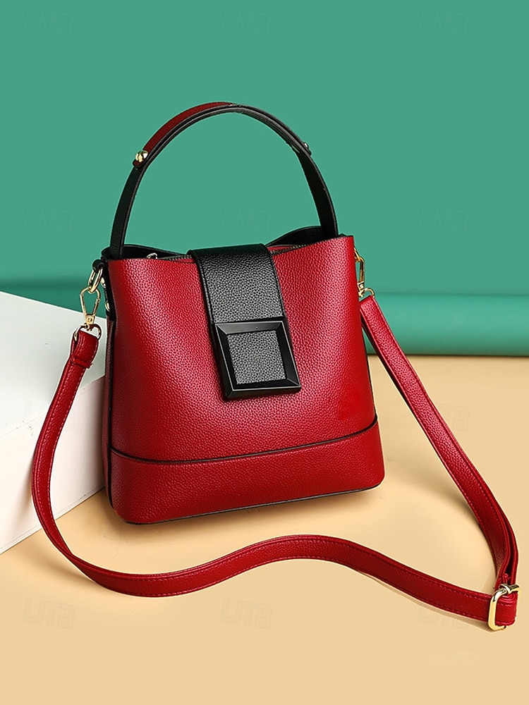 2026年 女性用フェイクレザーバケットバッグ - 多用途のショルダーバッグとクロスボディスタイル、複数の色、カジュアルからセミフォーマルまで使えるトレンディで丈夫なバッグ  コレクション – $29.99 –P4