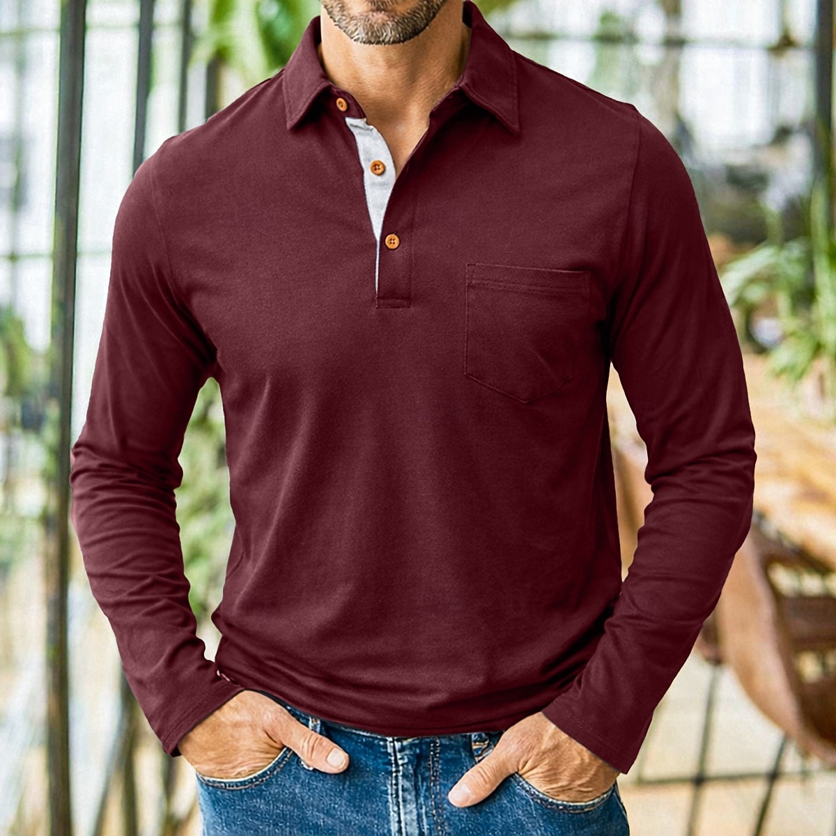 Homme Polo Polos de Golf Occasionnel Travail Classique manche longue Bloc de Couleur Boutons Été Printemps & Automne Toutes saisons Coupe régulière Noir Vin Violet Vert Véronèse Café Polo de 2026 ? $27.99 –P8