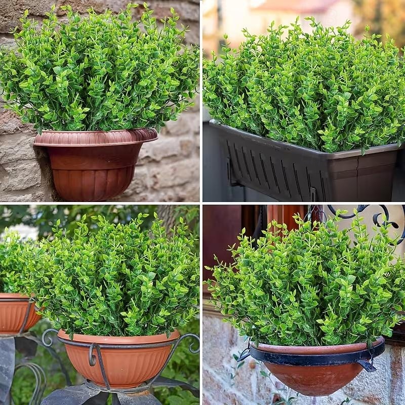 20pcs Greenery Artificial Plants Outdoors, Eucalyptus Stems UV Resistant Fake Foliage Plants Faux Boxwood Shrubs Indoor Decorations Artificial Flowers for Garden Pot Porch Fence Hanging Planter 2026 - $21.99 –P6