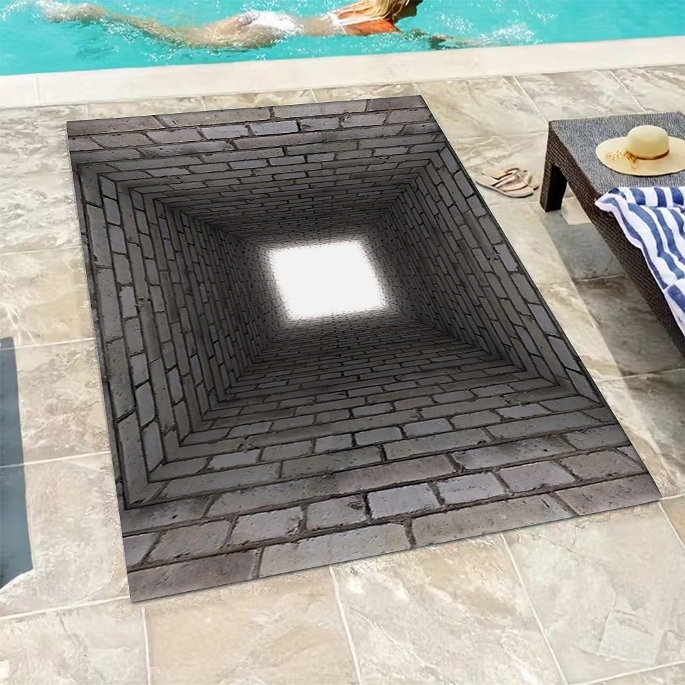 Zerbino con effetto tunnel 3D, design in mattoni con stampa 2D, che crea una prospettiva profonda per un tappeto d'ingresso sorprendente e unico, perfetto per l'arredamento della casa. del 2026 a $17.99 –P2