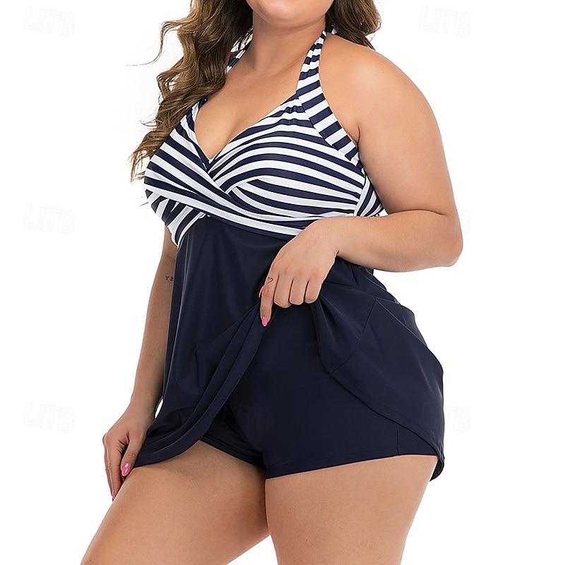 Naisten Halter-bikiniyläosa Uimapuku uimapuvut Raita UV suoja Elastinen Hihaton Uima-asut Uimapuku Lainelautailu Sukellus Uinti Kesä 2026 - $17.99 –P6