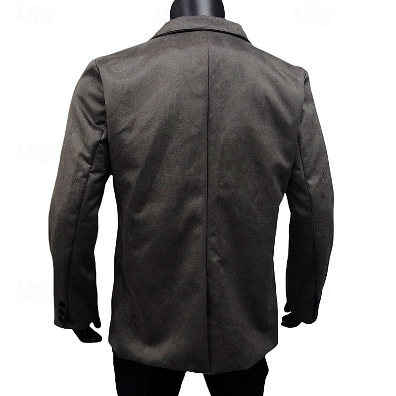 Herr Kavaj Vardaglig jacka Ledigt Dagligen Streetwear Mode Ledigt vardag Vår Höst Polyester Ensfärgat Klassisk Håller värmen Enkelknäppt med Två Knapphål Blazer Svart Rubinrött Grön Grå 2026 - $51.99 –P9