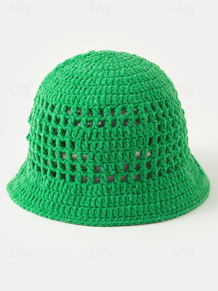Strikket bøttehatt til dame, tilgjengelig i flere farger, perfekt for St. Patricks dag-feiringer, komfortabel og stilig for fritidsbruk 2026 - $14.99 –P5