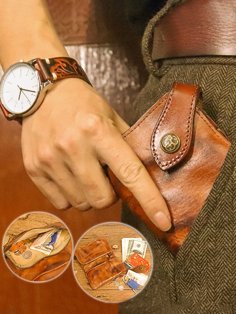 Portafoglio lungo da uomo in vera pelle, porta carte bifold vintage di grande capacità, stile retrò multicolore, design sottile e portatile per uso quotidiano, viaggi, lavoro e casual del 2026 a $26.99 –P3