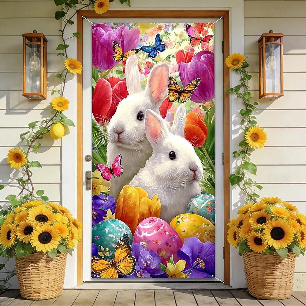Pâques Affiches Couverture de porte Bannières extérieures Rabbit Œuf Mignon 3D Soirée Dortoir Chambre d'adolescents Résidence universitaire Chambre d'amis pour hommes dans une fraternit de 2026 ? $17.99 –P4