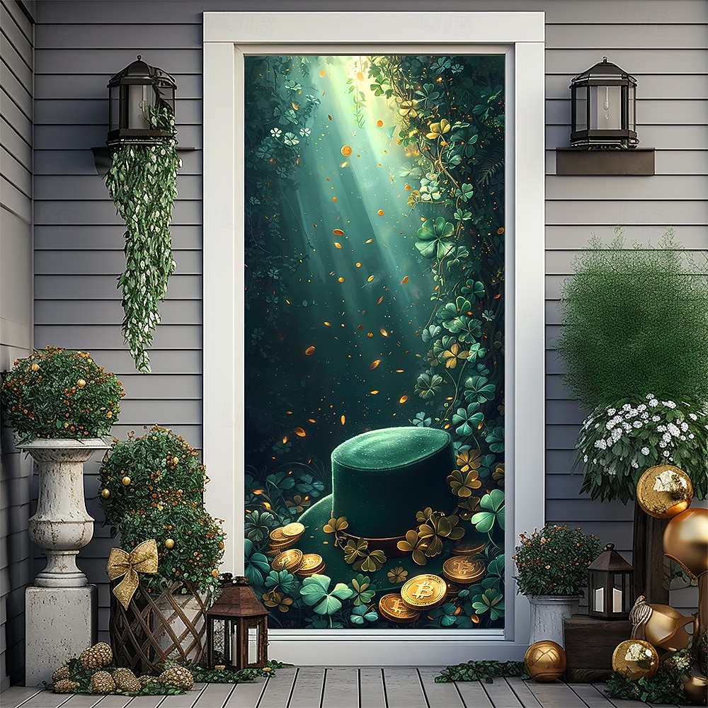 St. Patrick's Day Posters Door Cover Outdoor Banners Green Hat Cute 3D Fantasy Party Dorm Teens Room College Dorm Guys Man Cave Frat Bedroom Shooting Backgrounds Home Decor 2026 - $17.99 –P9