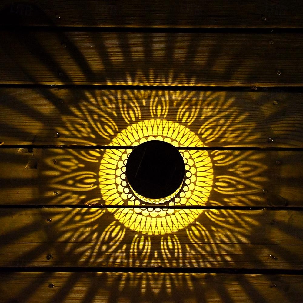 2 ks venkovní solární vodotěsné kreativní duté válcové železné projekční nástěnné osvětlení, závěsné lucerny pro zahradu, dvůr, cestu, trávník, schodiště, krajinářské osvětlení, venkovní dekoraci 2026 - $30.99 –P8