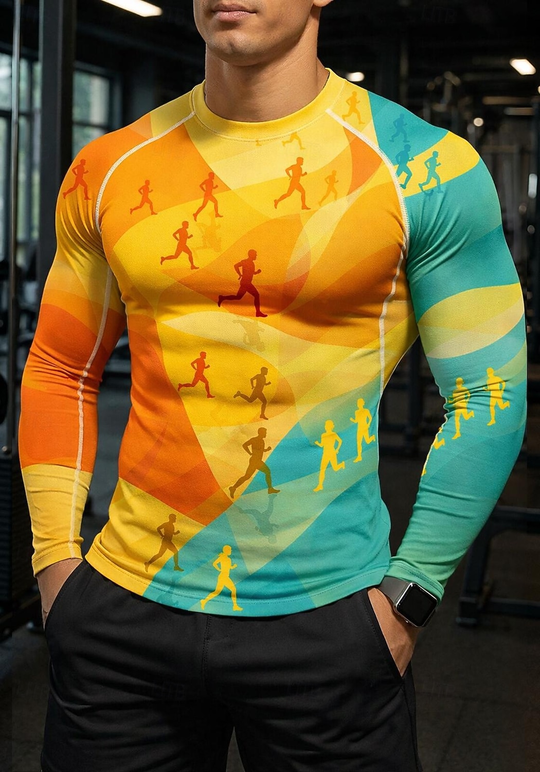 Homme Géométrique T-shirt de compression Haut de course T-shirt de course Printemps Automne Impression 3D manche longue Séchage Rapide Compression Power Flex Évacuation de l'Humidité Respirant de 2026 ? $20.99 –P5