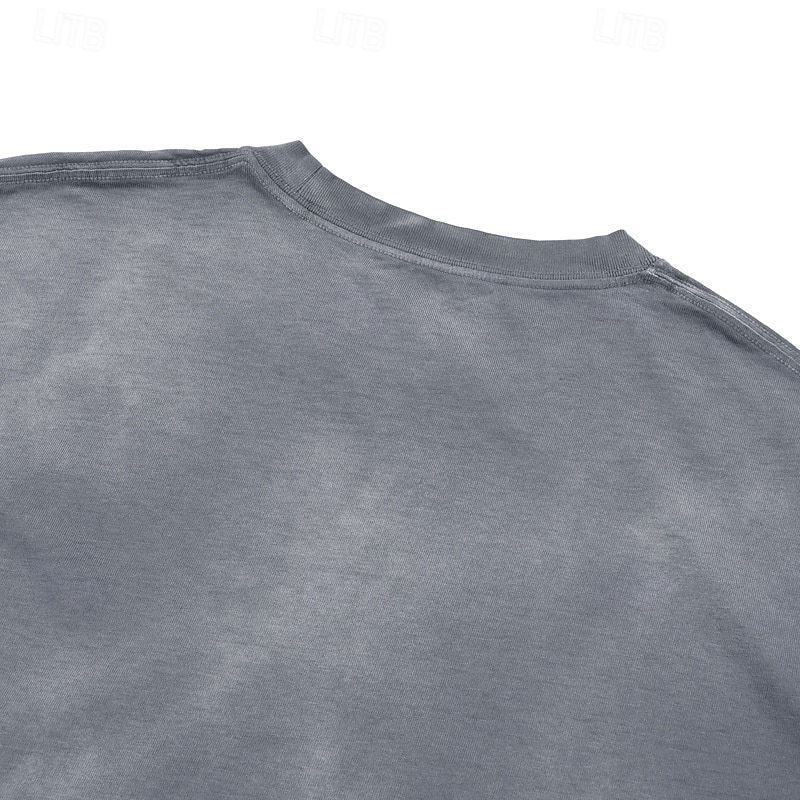 Men's T Shirt 100% Cotton Acid Wash Shirt Tee Top Short Sleeves Crew Neck Summer Spring Plain Fashion Designer Basic Garment Dyed Plain Vacation Street Going out Blue Black Pink Top Tee for Men 2026 - $32.99 –P15