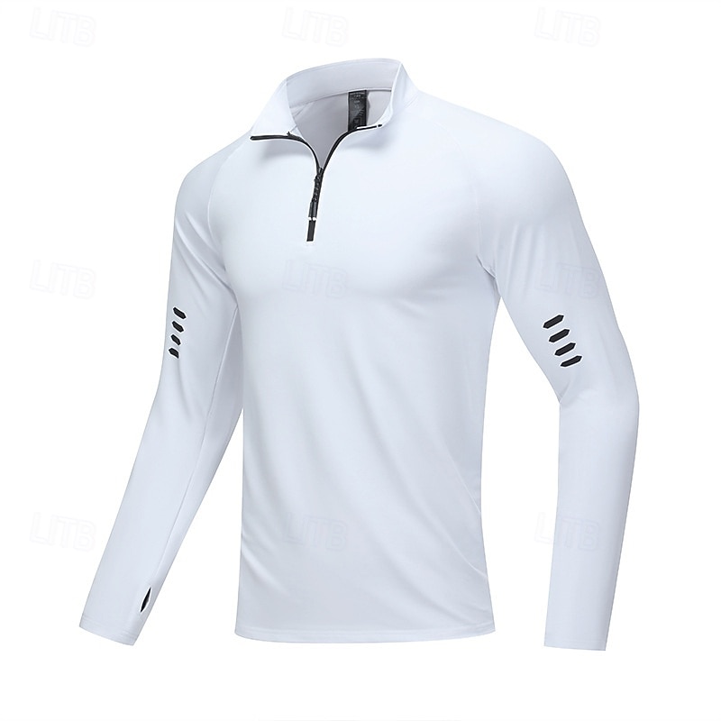 Ανδρικά Μονόχρωμο Tricou de Alergat Μπλούζα συμπίεσης Άνοιξη Φθινόπωρο Κουμπώσου Μακρυμάνικο Γρήγορο Στέγνωμα Συμπίεση Ύγρανση Αναπνέει 2026 - $25.99 –P2