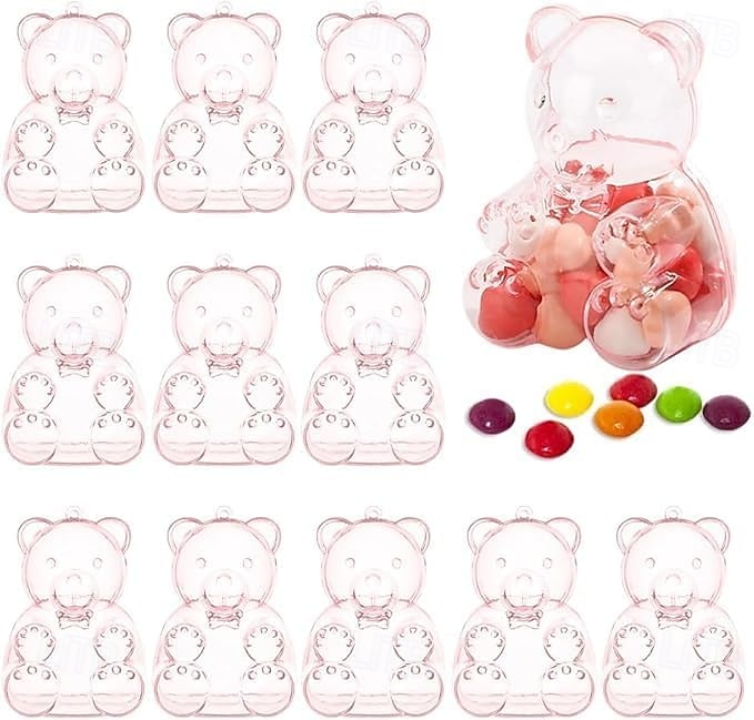 12 st söta björnformade godisaskar, genomskinliga fyllbara ornament, godisbehållare godsaksaskar, bröllopspresentaskar förvaringsbehållare godisburkar, för brudshower bröllop alla hjärtans dag 2026 - $22.99 –P2