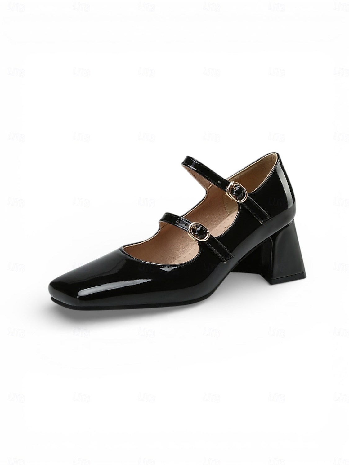 Dames Mary Jane pumps met groene lakleren imitatieleer afwerking – vintage pumps met vierkante neus, dubbele band en gouden gespen, elegante retrostijl uit de jaren 50 voor dagelijks gebruik en 2026 - $54.99 –P1
