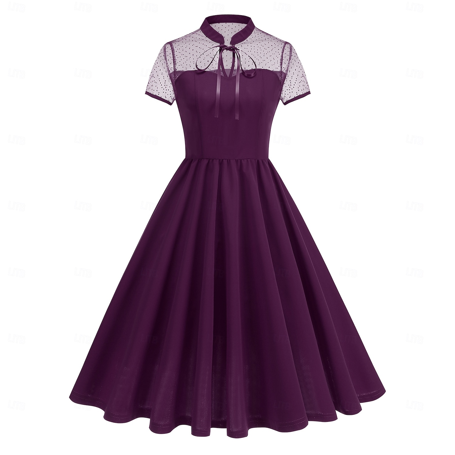 Années 1950 Rétro Vintage Midi Robe trapèze Robe Évasée Manches courtes Couleur Unie Ajusté & Évasé Balançoire Déguisement Femmes Carnaval Saint-Valentin Mascarade Vacances Tenue Quotidienne de 2026 ? $43.99 –P3
