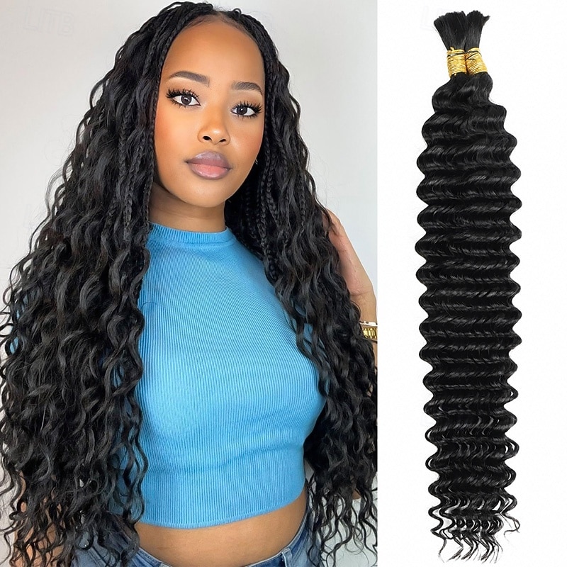 Cabelo humano brasileiro a granel, ondulado profundo, em mechas de 12 a 28 polegadas. de 2026 por $87.99 –P1