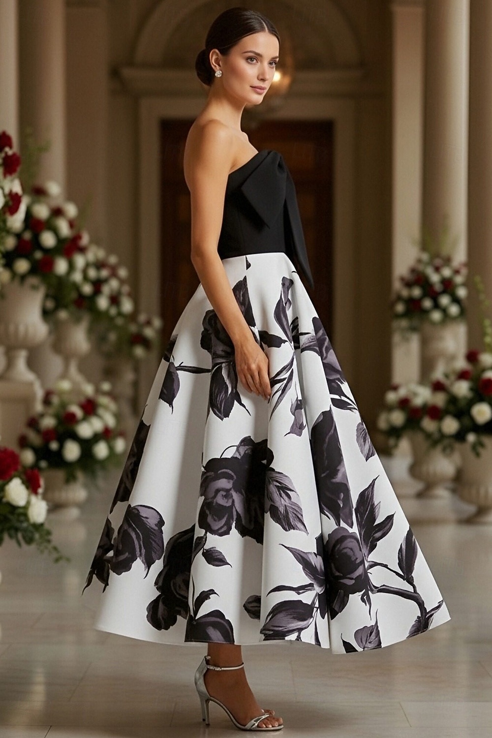 Ball Gown Ankle Length Party Dress Cocktail Dress Wedding Guest Dress Mother of the Bride Dress Sleeveless Strapless Elegant Formal Wedding Guest Chiffon Stretch Fabric with Bow(s) 2026 - $160.99 –P3
