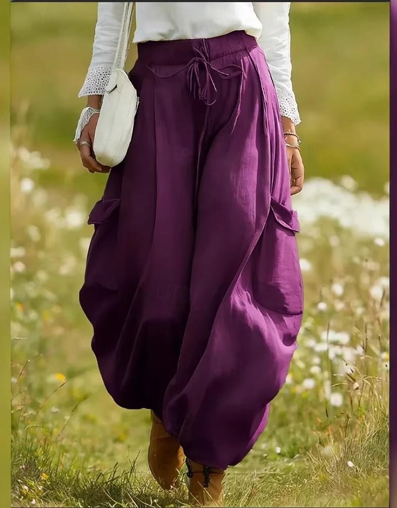 Per donna Finto cotone e lino Chinos Pantaloni Eleganti Pantaloni Estivi Vacanza Essenziale Lunghezza intera Vita Alta Comodità Inelastico Casuale Quotidiano Casa Blu Blu marino Viola Verde Estate del 2026 a $22.99 –P3