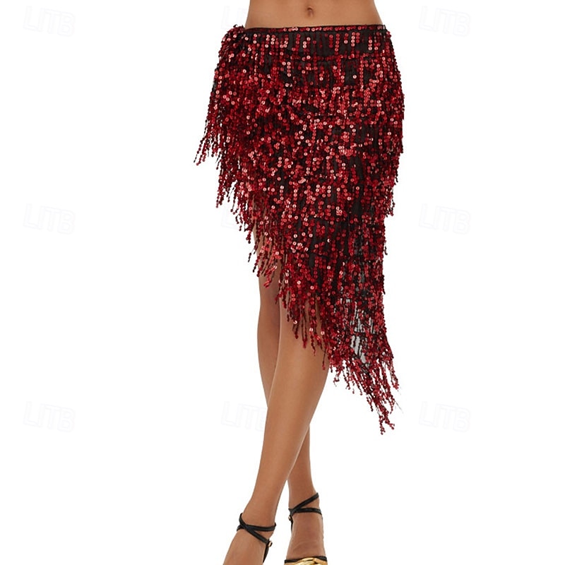 קרנבל 2026 ריו קרנבל בגדי ריקוד סמבה עם נצנצים נוצצים, חצאית מיני עם גדילים, תחפושת הופעה לפסטיבל ברזיל 2026 - $19.99 –P12