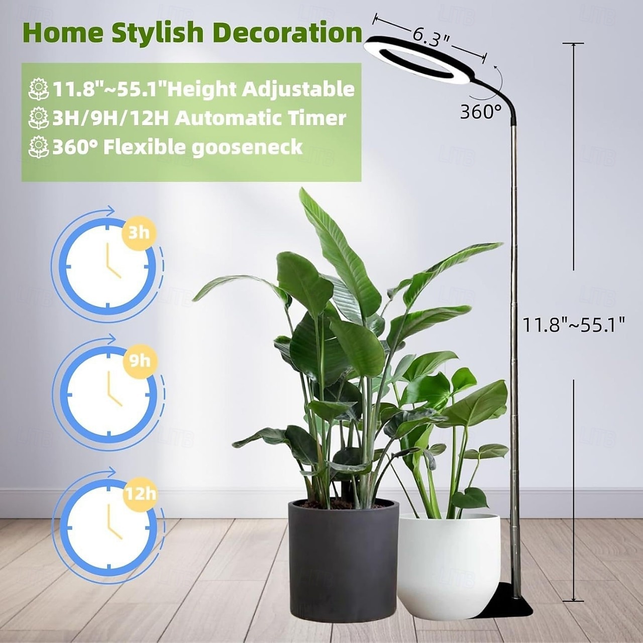 LED Full Spectrum 6-Inch Angel Ring Plant Grow Light, Adjustable Desktop Sunlight for Indoor Plants, Desk or Ground Base Options, Home Garden Supplemental Light for Potted Plants 2026 - $20.99 –P2