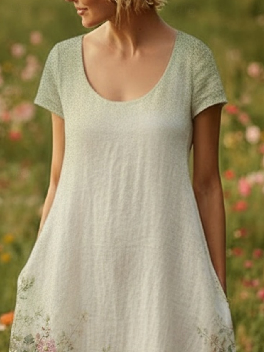 Mulheres Vestido maxi longo Vestido Boho Vestido casual Vintage Diário Ao ar livre Praia Ajuste Largo Floral Manga Curta Decote U Verde Verão Primavera de 2026 por $28.99 –P3