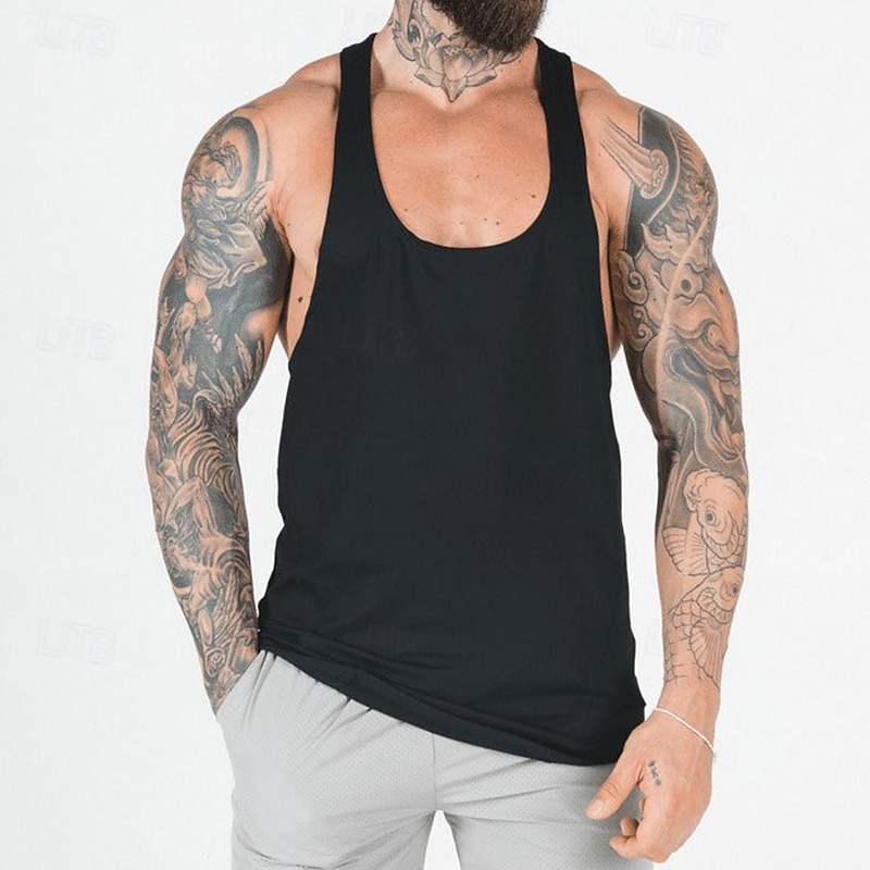 Herren Einfarbig Workout-Tanktop Lauf-Tanktop Fitness-Tanktop Sommer Ärmellos Schnelltrocknend Kompression Feuchtigkeitsableitend Fitnesstraining Aktives Training Übung Schwarz Weiß Rote 2026 - $21.99 –P2