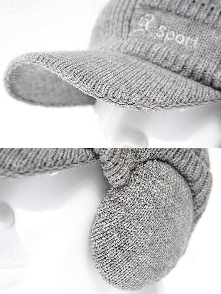 Cappello da uomo in maglia con paraorecchie – vari colori, materiale in maglia di poliestere, caldo e comodo per gli sport invernali e le attività all'aperto del 2026 a $9.99 –P9