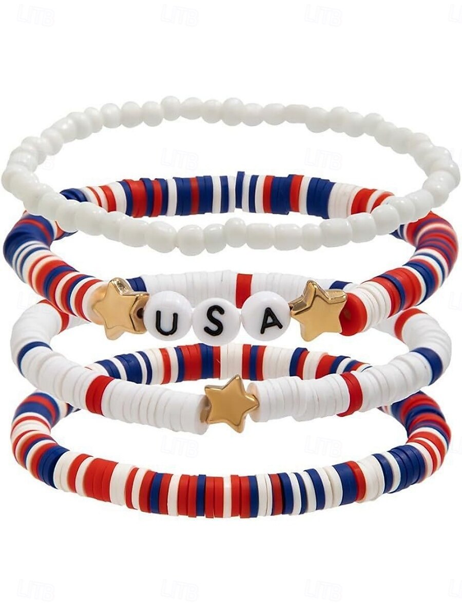 Con perline Stravagante Lettere dell'alfabeto Moda Personalizzato Ceramica Gioielli braccialetto Blu / Rosso Per Quotidiano Regalo Ferie del 2026 a $11.49 –P3