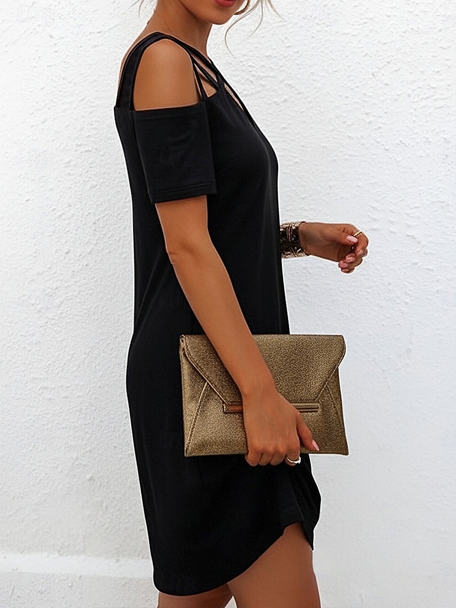 женское простое мини-платье с v-образным вырезом на каждый день для отпуска с коротким рукавом на лето и весну 2026 - $31.99 –P5