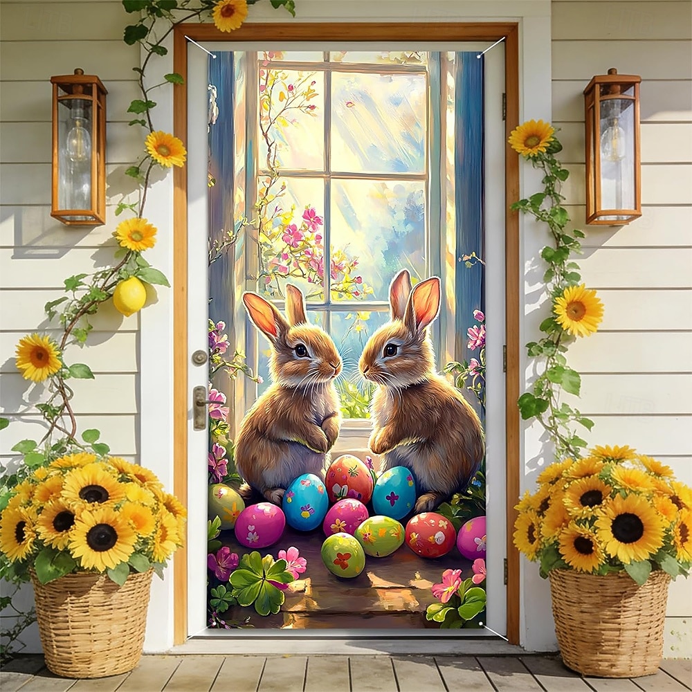 Pâques Affiches Couverture de porte Bannières extérieures Rabbit Mignon 3D Soirée Dortoir Chambre d'adolescents Résidence universitaire Chambre d'amis pour hommes dans une fraternité Arrière-plans de de 2026 ? $17.99 –P4