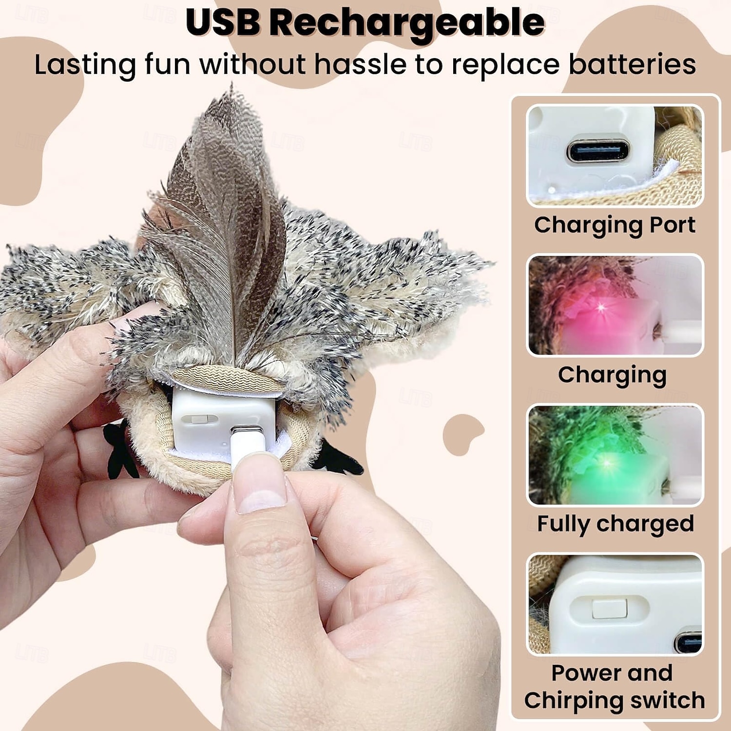 لعبة قطيفة محاكاة نداء الطيور ذاتية الارتفاع، بما في ذلك لعبة القطط ولعبة الحيوانات الأليفة 2026 - ZAR R399.3 –P4