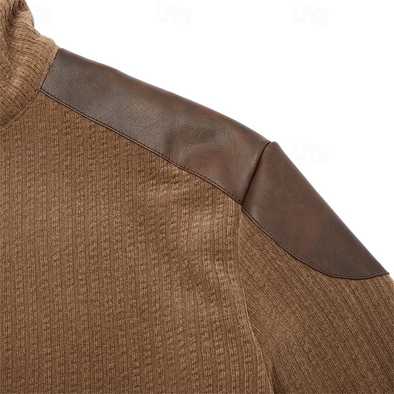 Pánské Mikina Svetr Čtvrtletní mikina na zip Žebrovaný úplet Hnědá Stojáček Bez vzoru Slátanina S texturou Sporty a outdoor Ležérní Denní Šik ven Chladný Sportovní oblečení Zima Jaro & podzim Oblečení 2026 - $34.99 –P2