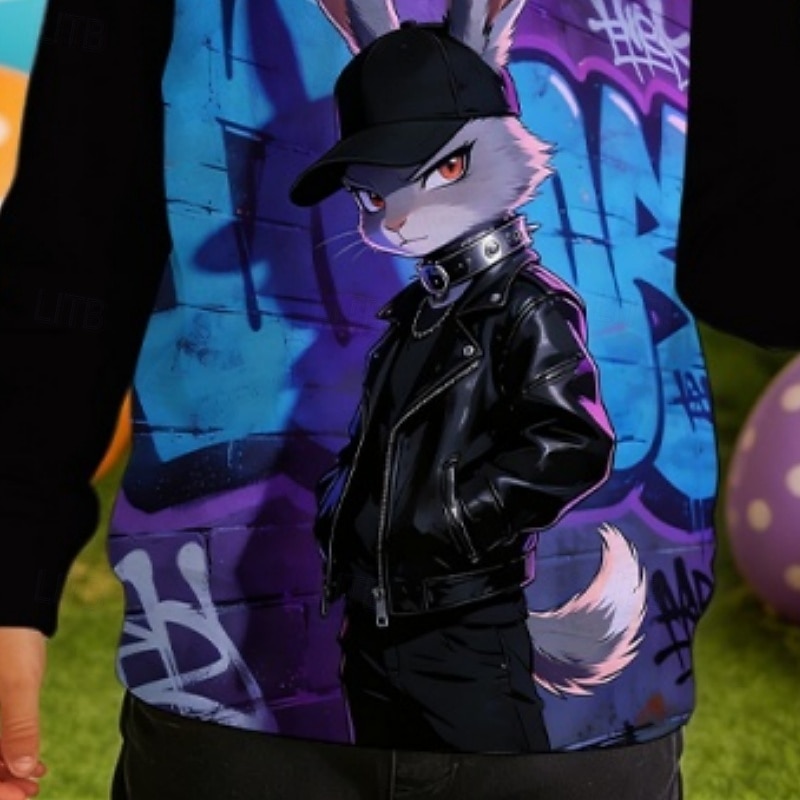 Easter Boys' 3D Graphic Rabbit Sweatshirt Pullover Long Sleeve 3D Print Spring Fall Active Fashion Streetwear Kids 4-12 Years Crew Neck Casual Daily Outdoor Regular Fit 2026 - $18.99 –P5