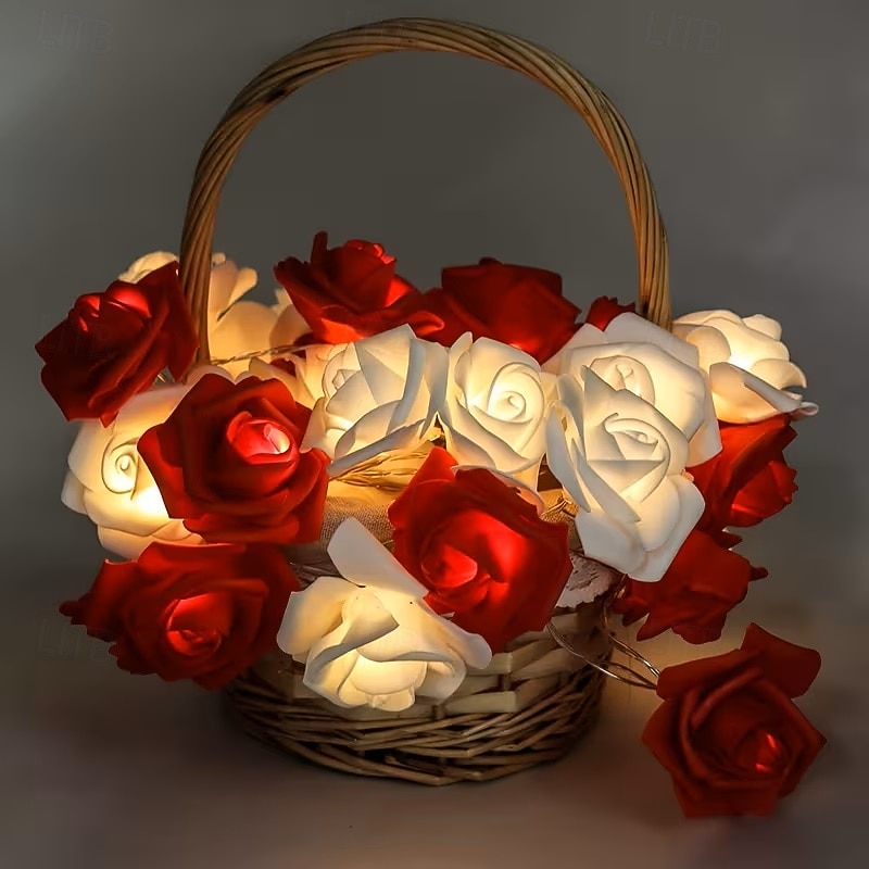 Guirnalda de luces rosas de 1,5 m y 10 LED con pilas para bodas, fiestas, hogar, terrazas, San Valentín, Día de la Madre, cumpleaños, luces decorativas. 2026 - $17.99 –P1