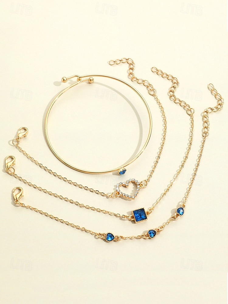 Zestaw bransoletek z zawieszkami w kształcie serca dla kobiet, wielokolorowe bransoletki ze stopu z kryształkami, elegancka i romantyczna biżuteria dla kobiet, idealna na walentynki, na co dzień, na randkę i do codziennych stylizacji 2026 - $9.99 –P8