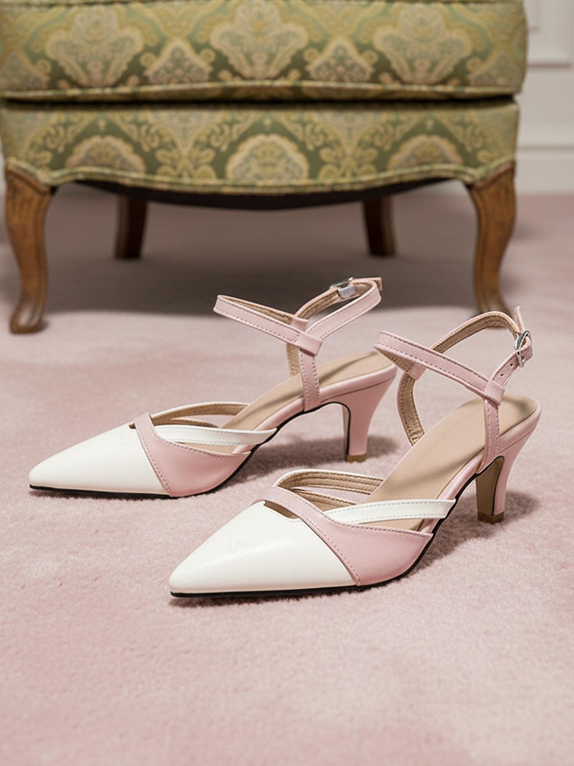 Schwarze und weiße Slingback-Pumps mit Farbblock-Design – elegante Pumps mit spitzer Zehenpartie und verstellbarem Riemen für Büro und Alltag 2026 - $46.99 –P2