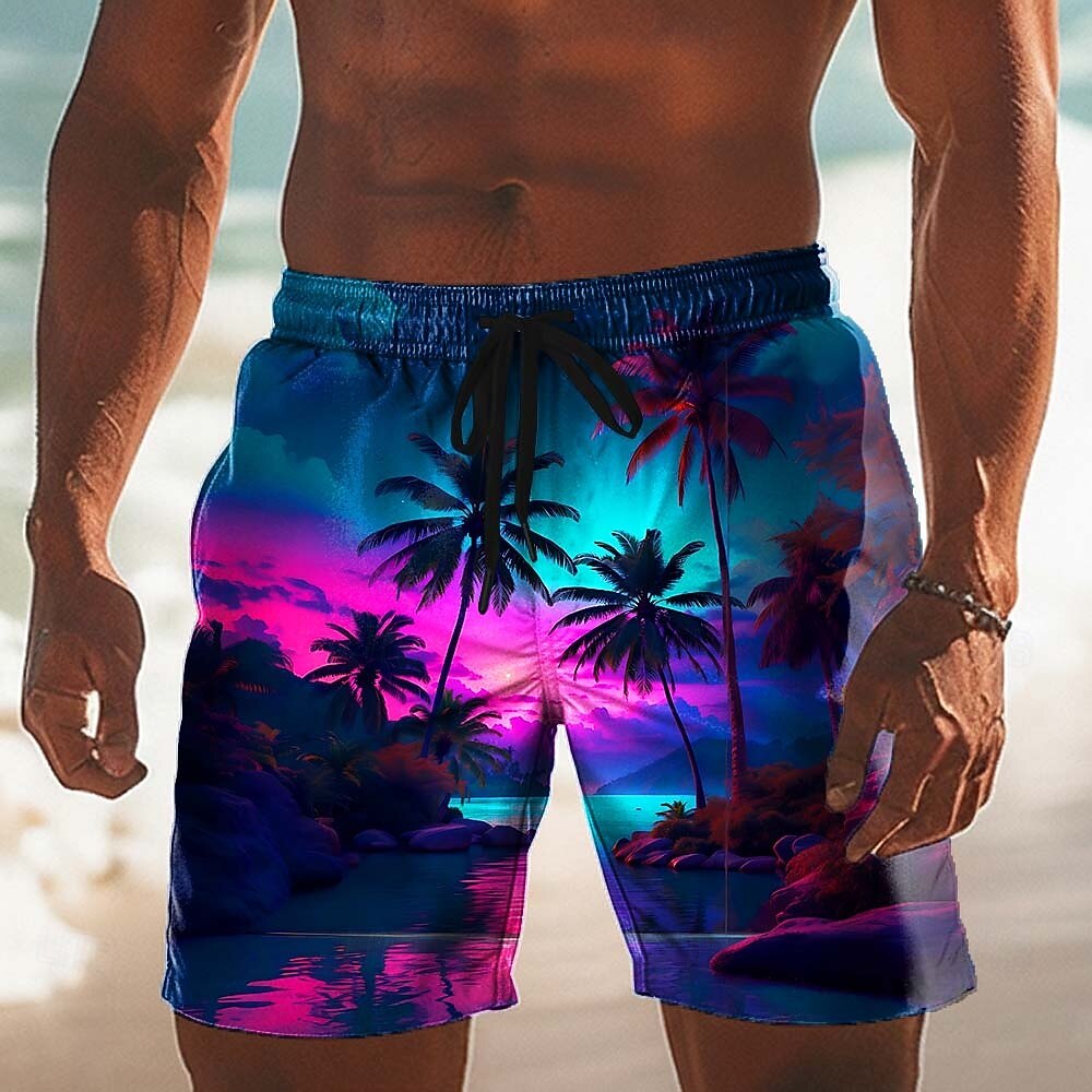 Voor heren Kokosnootboom Natuur & Landschappen Tropische planten Lange zwembroeken Zwemshorts Boardshorts Medium Taille Hawaii Strandvakantie Zijzakken Mesh voering Elastische tailleband met trekkoord 2026 - $20.99 –P4