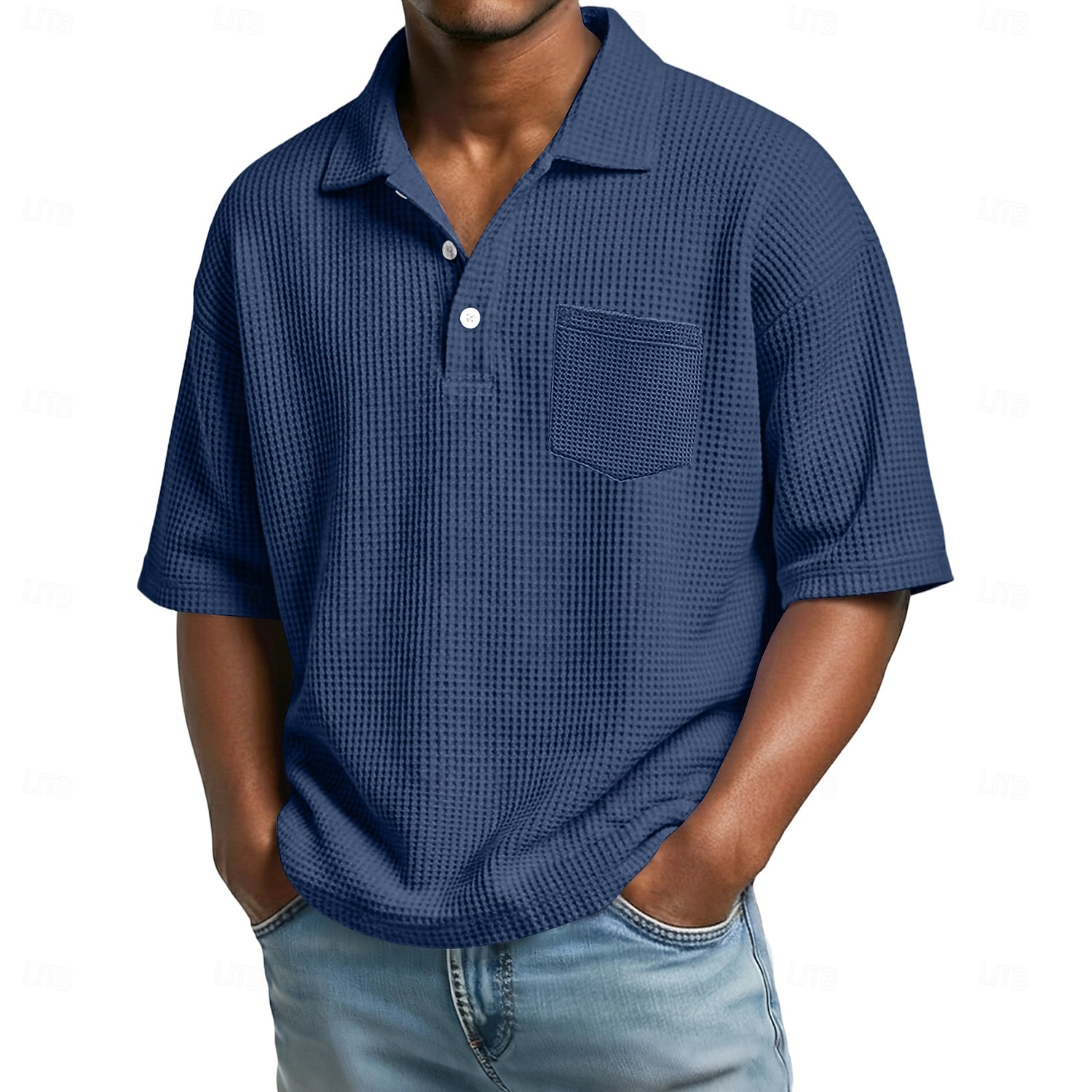 Ανδρικά Πουκάμισο γκολφ Μπλουζάκι πόλο με πλέξη βάφλα Causal Επιχείρηση Κλασσικά Κοντομάνικο Μοντέρνα Συμπαγές Χρώμα Σκέτο Κουμπιά Καλοκαίρι Άνοιξη Όλες οι εποχές Κανονικό 2026 - $21.99 –P6