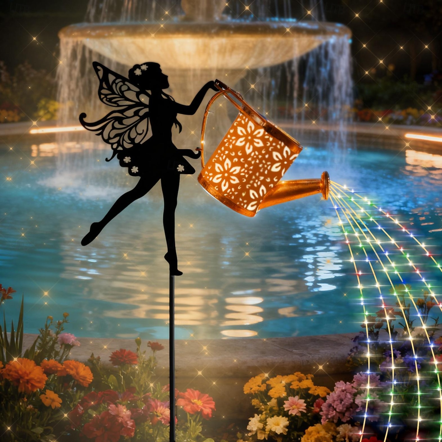 1 ks venkovní solární světlo do konve s vílou, vodotěsné IP44, dekorace na zahradní cestu, trávník, osvětlení farmářské krajiny, venkovní dekorativní akcentové světlo pro zahradu a cestu 2026 - $20.99 –P3