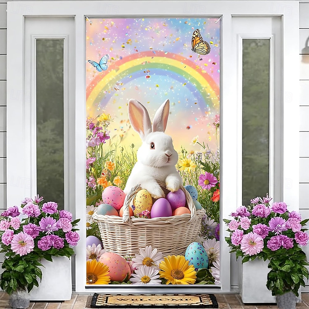 Pâques Affiches Couverture de porte Bannières extérieures Rabbit Œuf Mignon 3D Soirée Dortoir Chambre d'adolescents Résidence universitaire Chambre d'amis pour hommes dans une fraternit de 2026 ? $17.99 –P8
