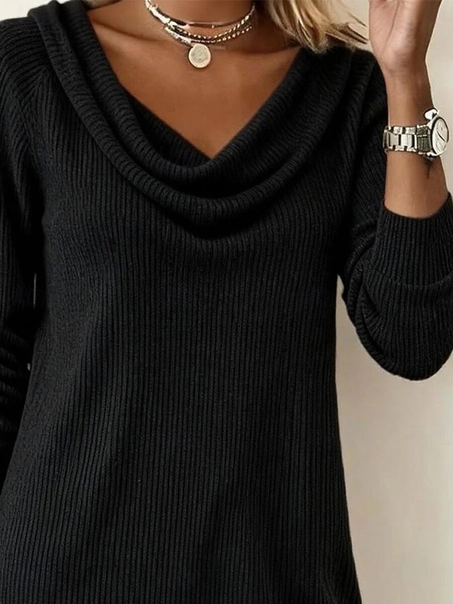 Pentru femei Rochie Mini Rochii Tricot Rochie teacă Casual Zilnic Fit regulat Simplu Manșon Lung Glugă Gât Negru Alb Bej Gri Toamnă Iarnă 2026 - $29.99 –P4
